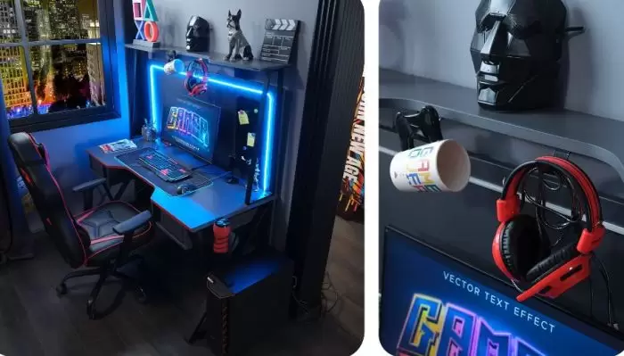 Birou cu suprapozabil pentru gaming,Arcade-MobMax