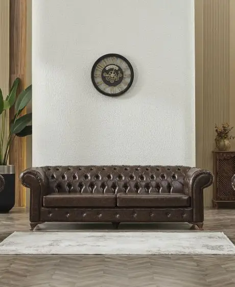 Canapea fixa 3 locuri Oxford Chesterfield-MobMax